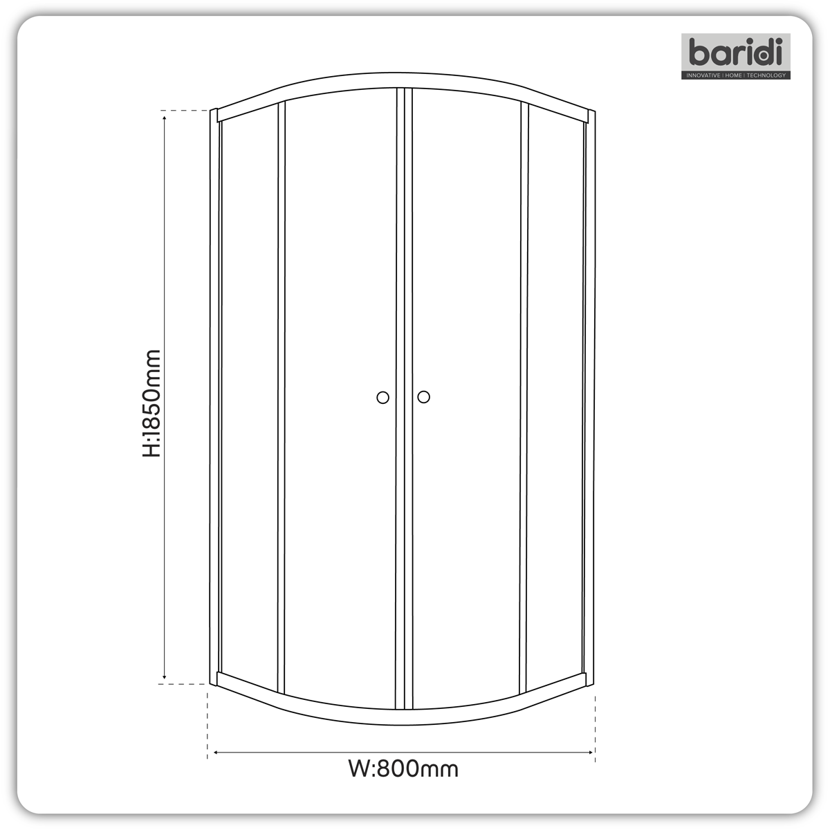 Quadrant Shower Entry Enclosure 800 x 800 x 1850mm with 6mm Tempered Glass - Chrome DH301
