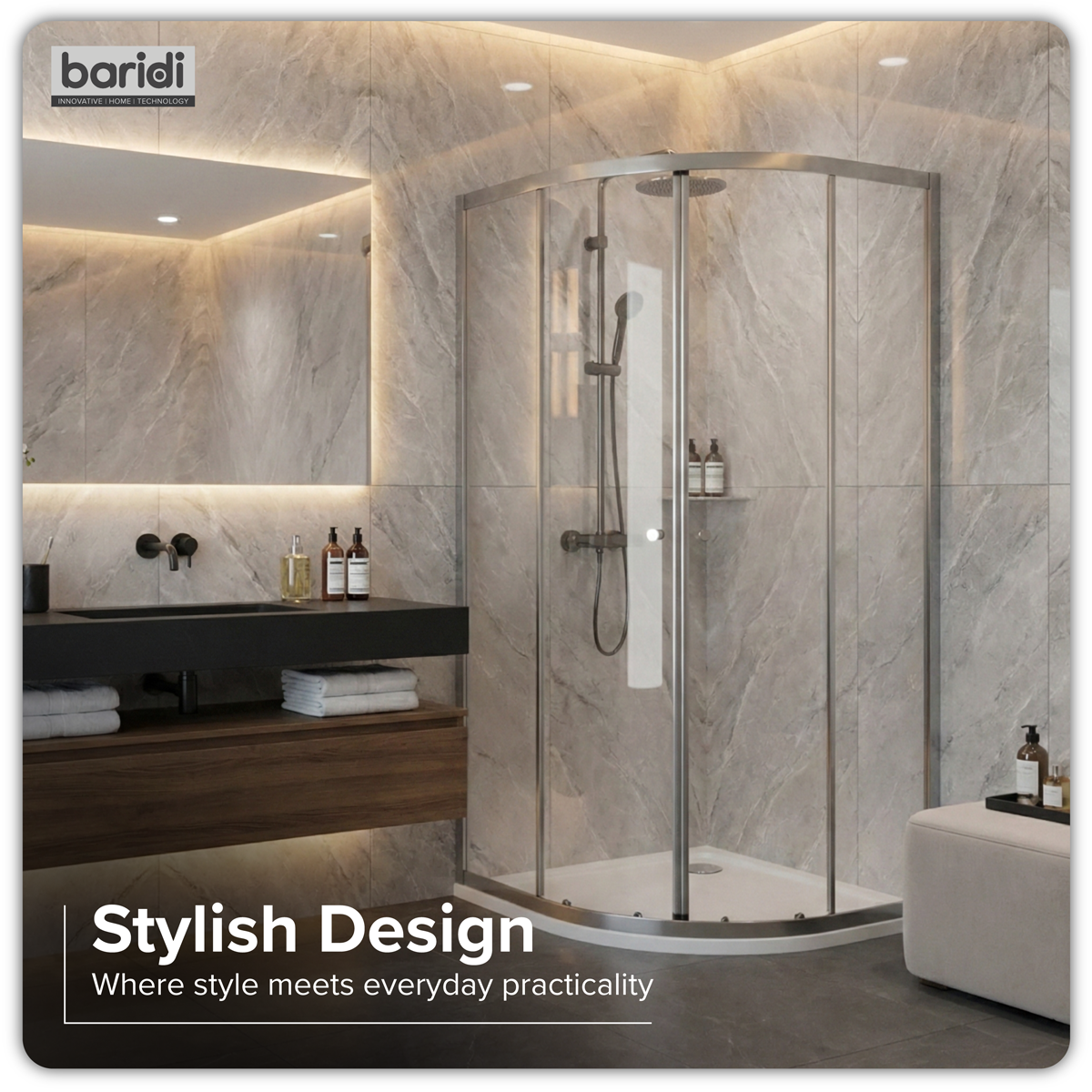Quadrant Shower Entry Enclosure 800 x 800 x 1850mm with 6mm Tempered Glass - Chrome DH301