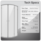 Quadrant Shower Entry Enclosure 800 x 800 x 1850mm with 6mm Tempered Glass - Chrome DH301