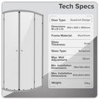 Quadrant Shower Entry Enclosure 800 x 800 x 1850mm with 6mm Tempered Glass - Chrome DH301