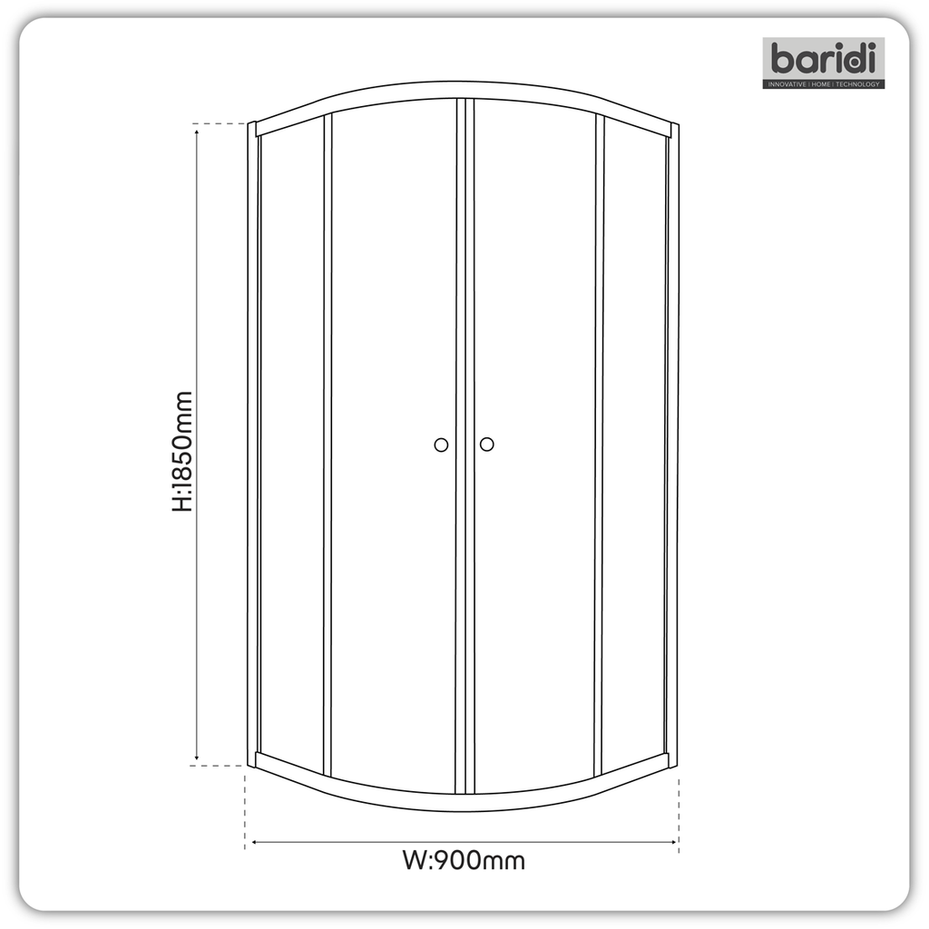 Quadrant Shower Entry Enclosure 900 x 900 x 1850mm with 6mm Tempered Glass - Chrome DH302