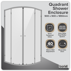 Quadrant Shower Entry Enclosure 900 x 900 x 1850mm with 6mm Tempered Glass - Chrome DH302