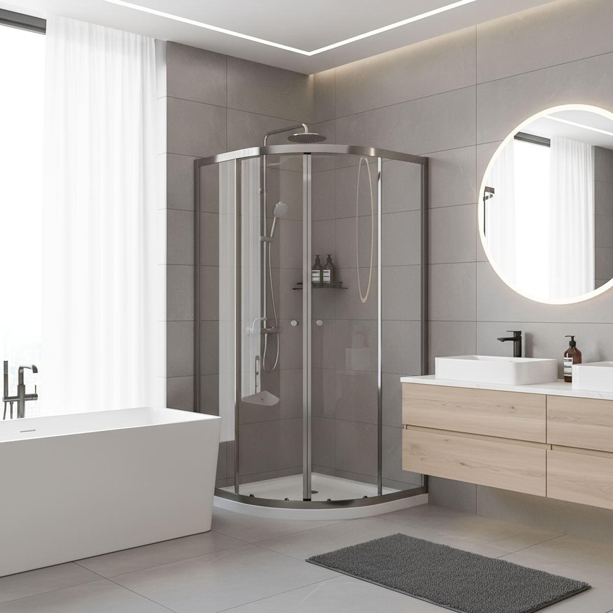 Quadrant Shower Entry Enclosure 900 x 900 x 1850mm with 6mm Tempered Glass - Chrome DH302