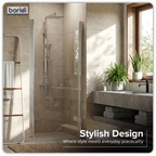 Pivot Shower Door 800 x 1850mm, 6mm Tempered Glass, Reversible - Chrome DH303