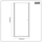 Pivot Shower Door 800 x 1850mm, 6mm Tempered Glass, Reversible - Black DH304