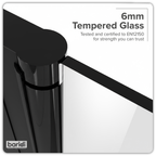 Pivot Shower Door 800 x 1850mm, 6mm Tempered Glass, Reversible - Black DH304