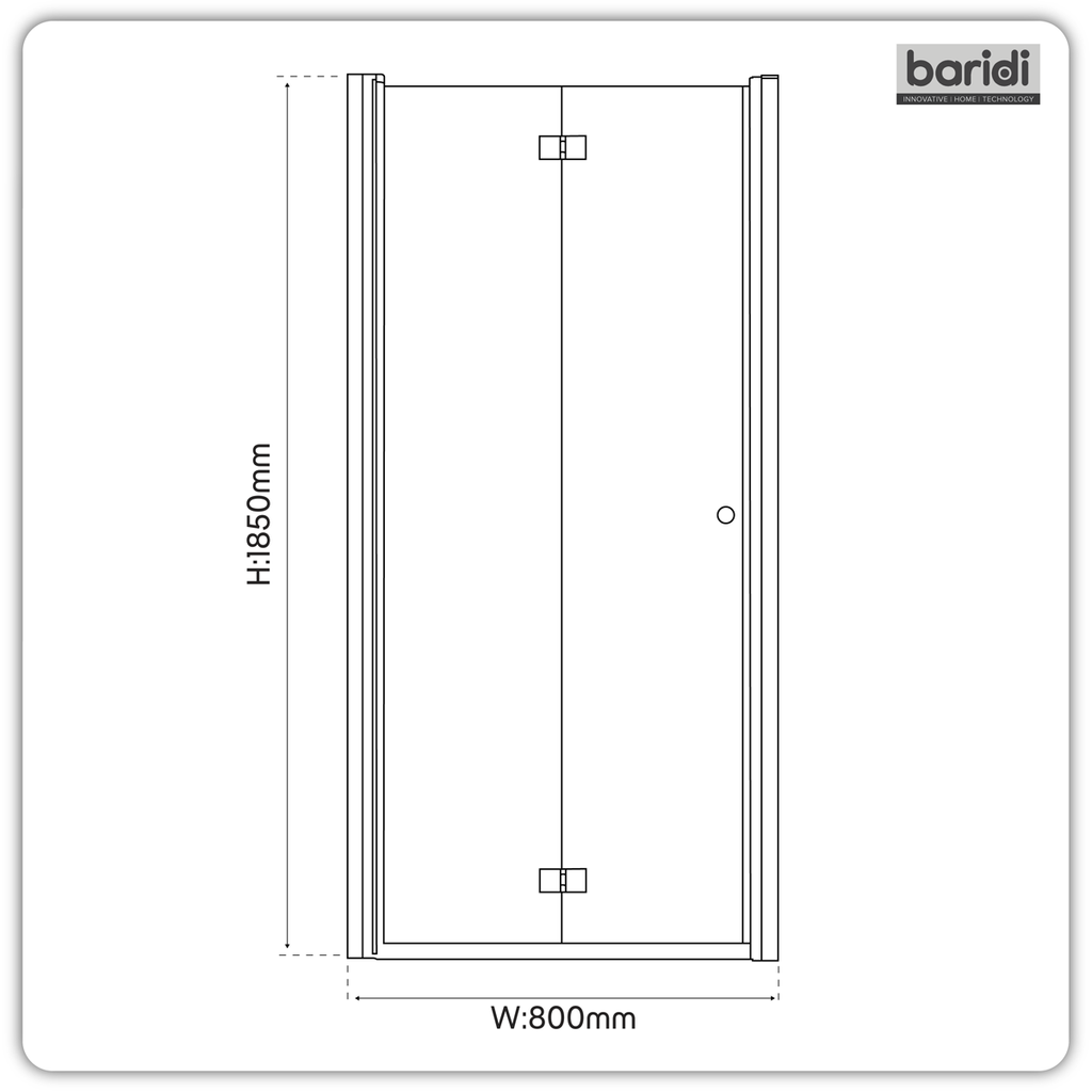 Bi-Fold Shower Door 800 x 1850mm, 6mm Tempered Glass, Reversible - Chrome DH305