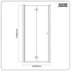 Bi-Fold Shower Door 800 x 1850mm, 6mm Tempered Glass, Reversible - Chrome DH305