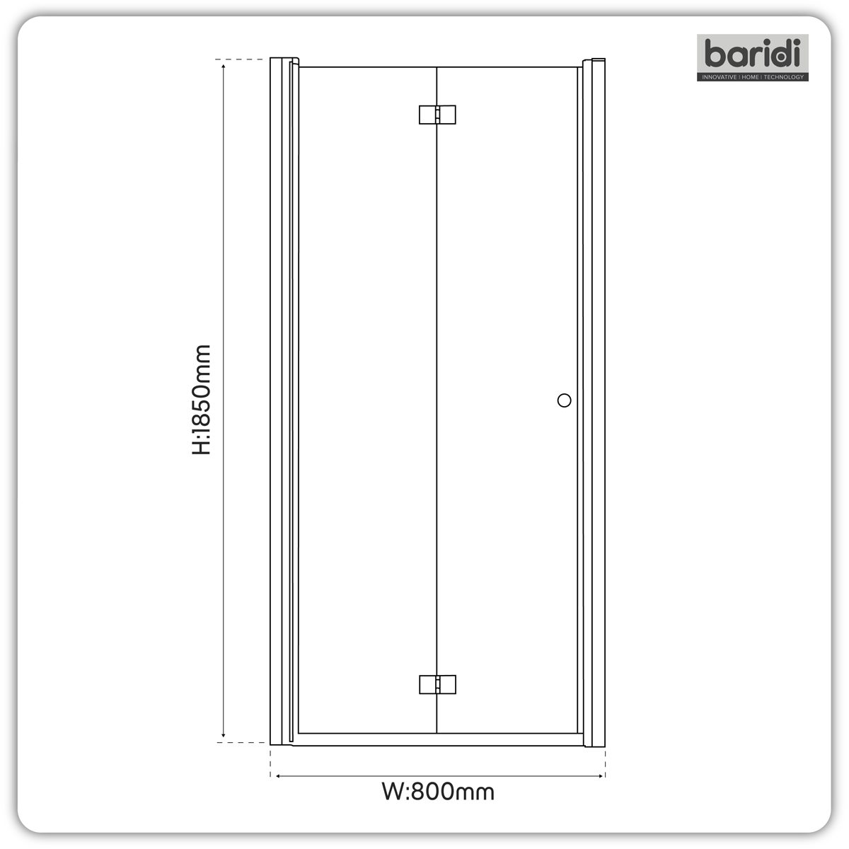 Bi-Fold Shower Door 800 x 1850mm, 6mm Tempered Glass, Reversible - Chrome DH305