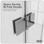 Bi-Fold Shower Door 800 x 1850mm, 6mm Tempered Glass, Reversible - Chrome DH305