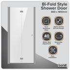 Bi-Fold Shower Door 800 x 1850mm, 6mm Tempered Glass, Reversible - Chrome DH305
