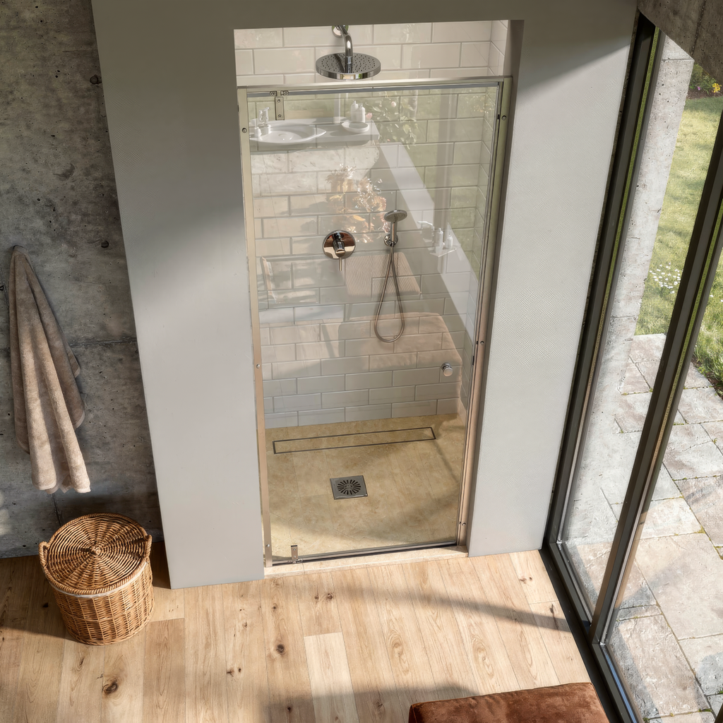 Hinged Shower Door 800 x 1850mm, 6mm Tempered Glass, Reversible - Chrome DH306