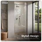 Hinged Shower Door 800 x 1850mm, 6mm Tempered Glass, Reversible - Chrome DH306