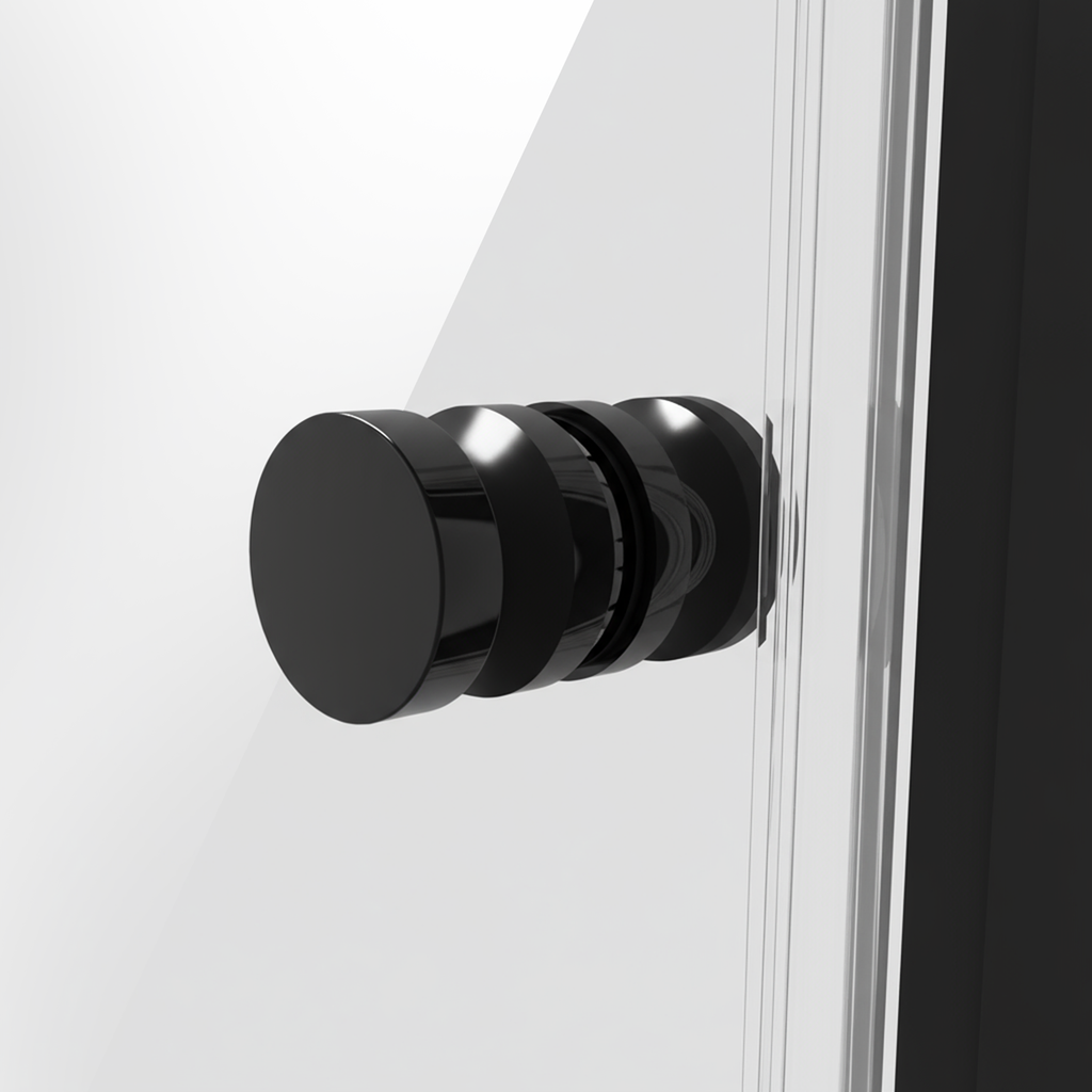 Hinged Shower Door 800 x 1850mm, 6mm Tempered Glass, Reversible - Black DH307