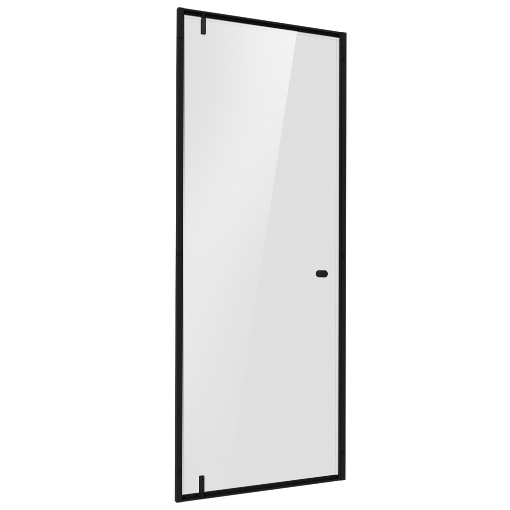 Hinged Shower Door 800 x 1850mm, 6mm Tempered Glass, Reversible - Black DH307