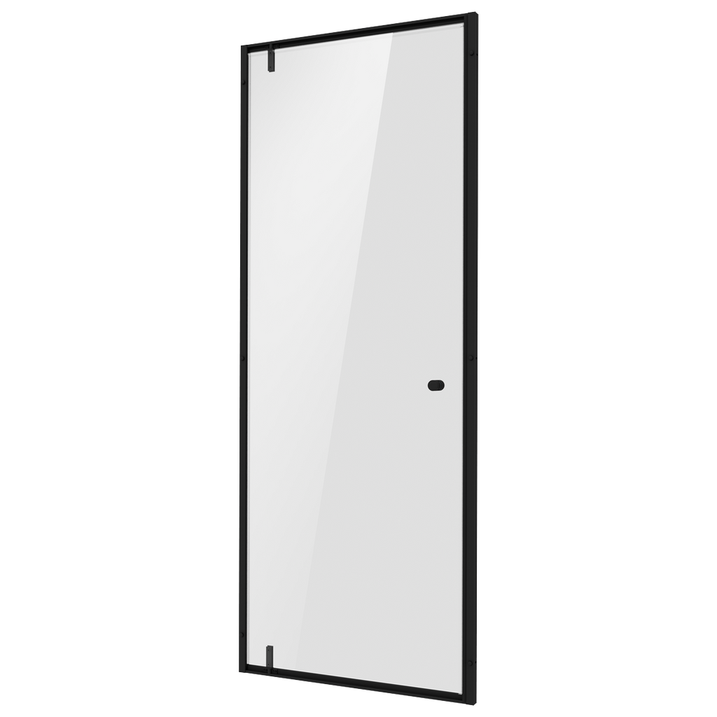 Hinged Shower Door 800 x 1850mm, 6mm Tempered Glass, Reversible - Black DH307