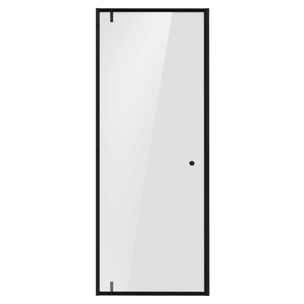 Hinged Shower Door 800 x 1850mm, 6mm Tempered Glass, Reversible - Black DH307