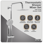 Thermostatic Shower Mixer Set 20cm Round Head with Adjustable Rail - Chrome DH314