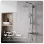 Thermostatic Shower Mixer Set 20cm Round Head with Adjustable Rail - Chrome DH314