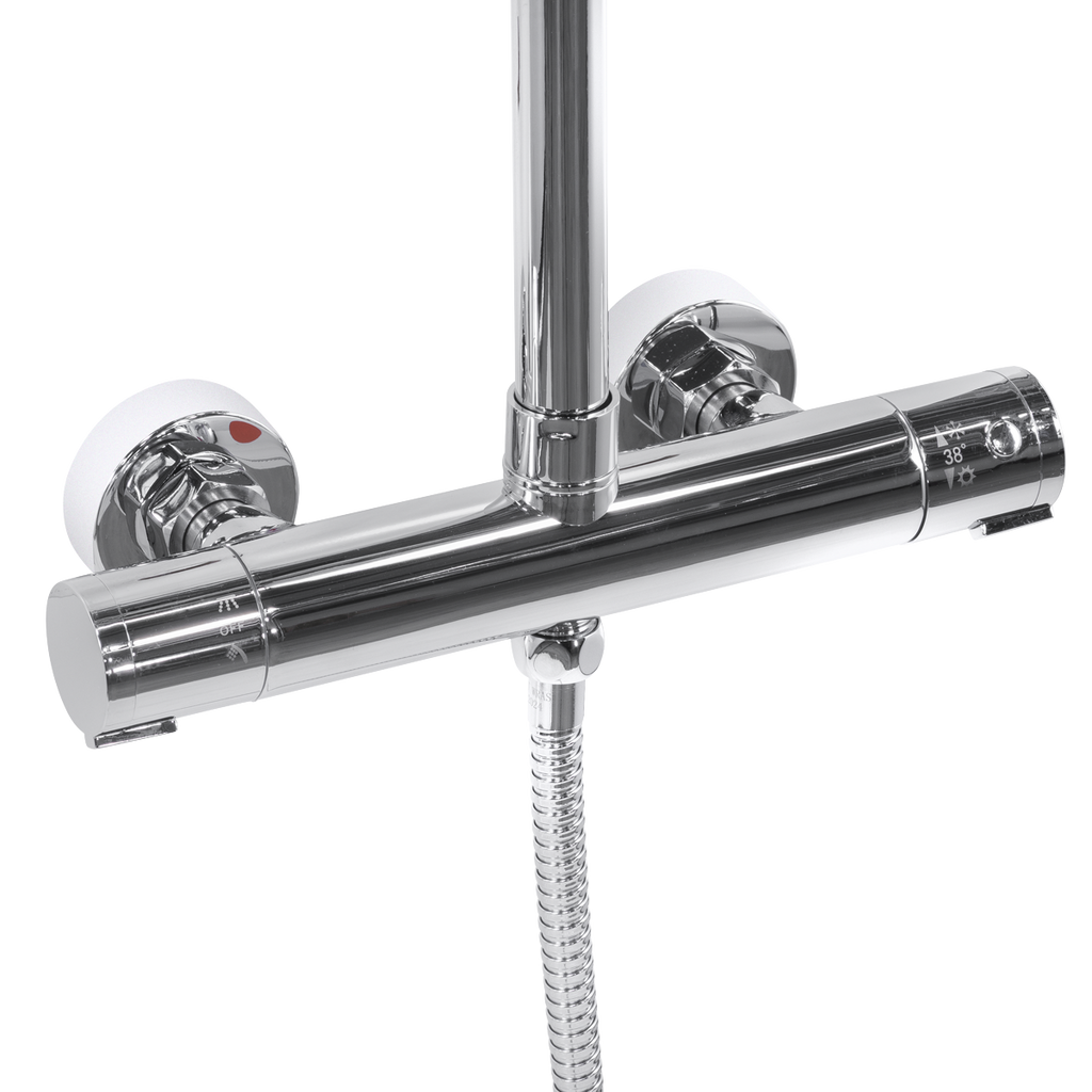Thermostatic Shower Mixer Set 20cm Round Head with Adjustable Rail - Chrome DH314