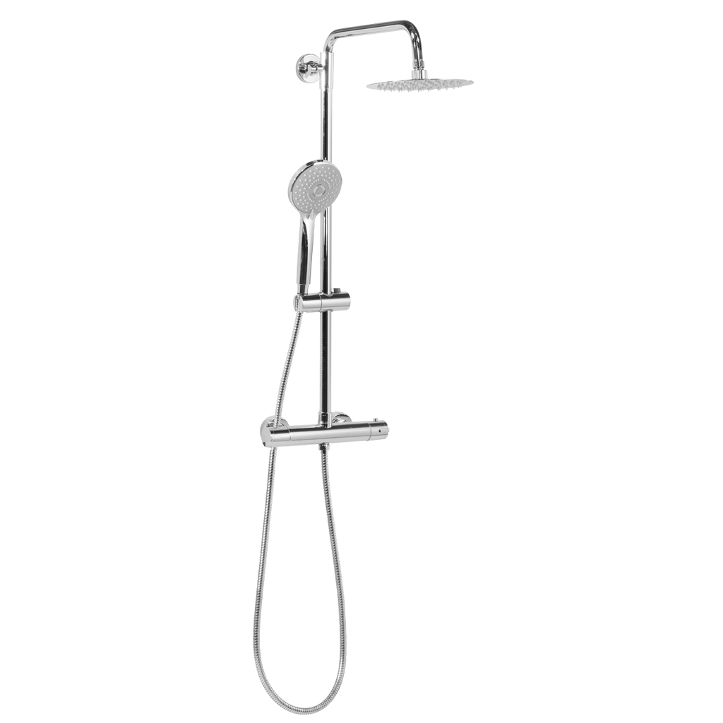Thermostatic Shower Mixer Set 20cm Round Head with Adjustable Rail - Chrome DH314