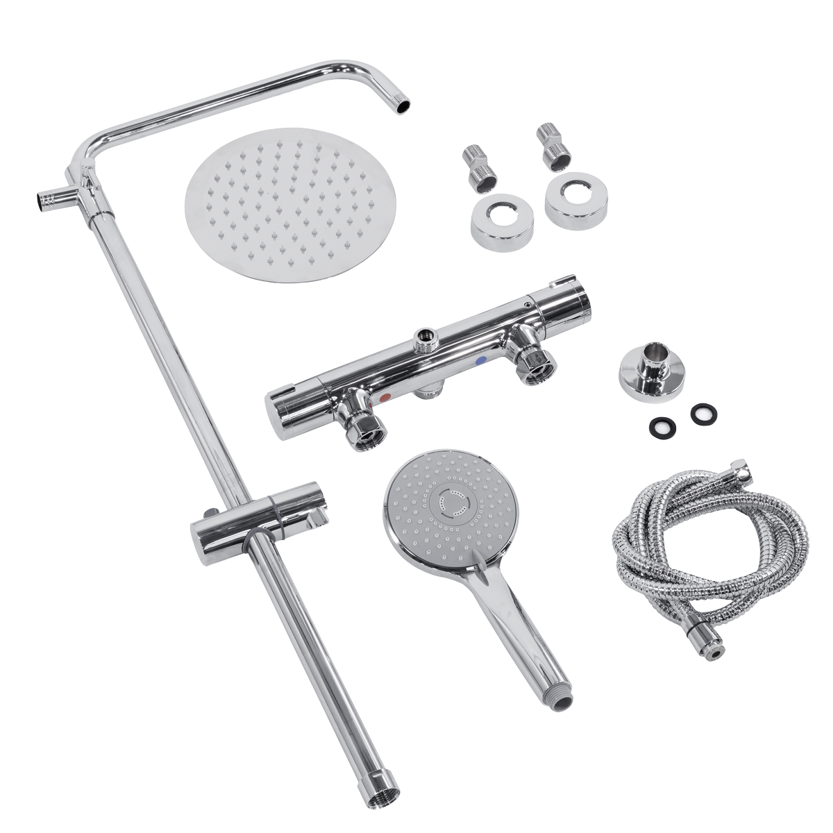 Thermostatic Shower Mixer Set 20cm Round Head with Adjustable Rail - Chrome DH314