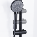 Thermostatic Shower Mixer Set 20cm Round Head with Adjustable Rail - Black DH315