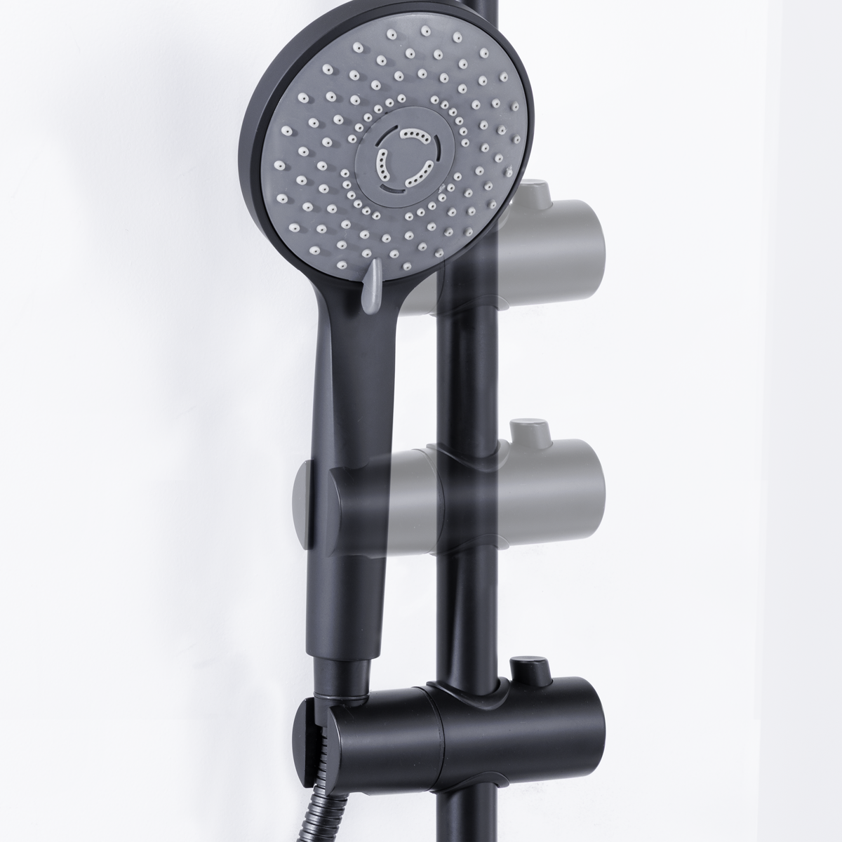 Thermostatic Shower Mixer Set 20cm Round Head with Adjustable Rail - Black DH315