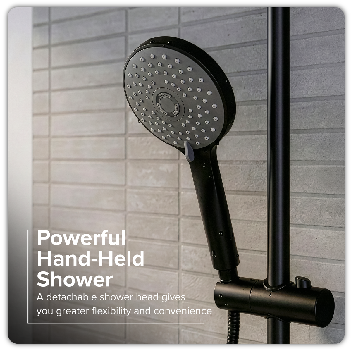 Thermostatic Shower Mixer Set 20cm Round Head with Adjustable Rail - Black DH315