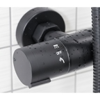Thermostatic Shower Mixer Set 20cm Round Head with Adjustable Rail - Black DH315