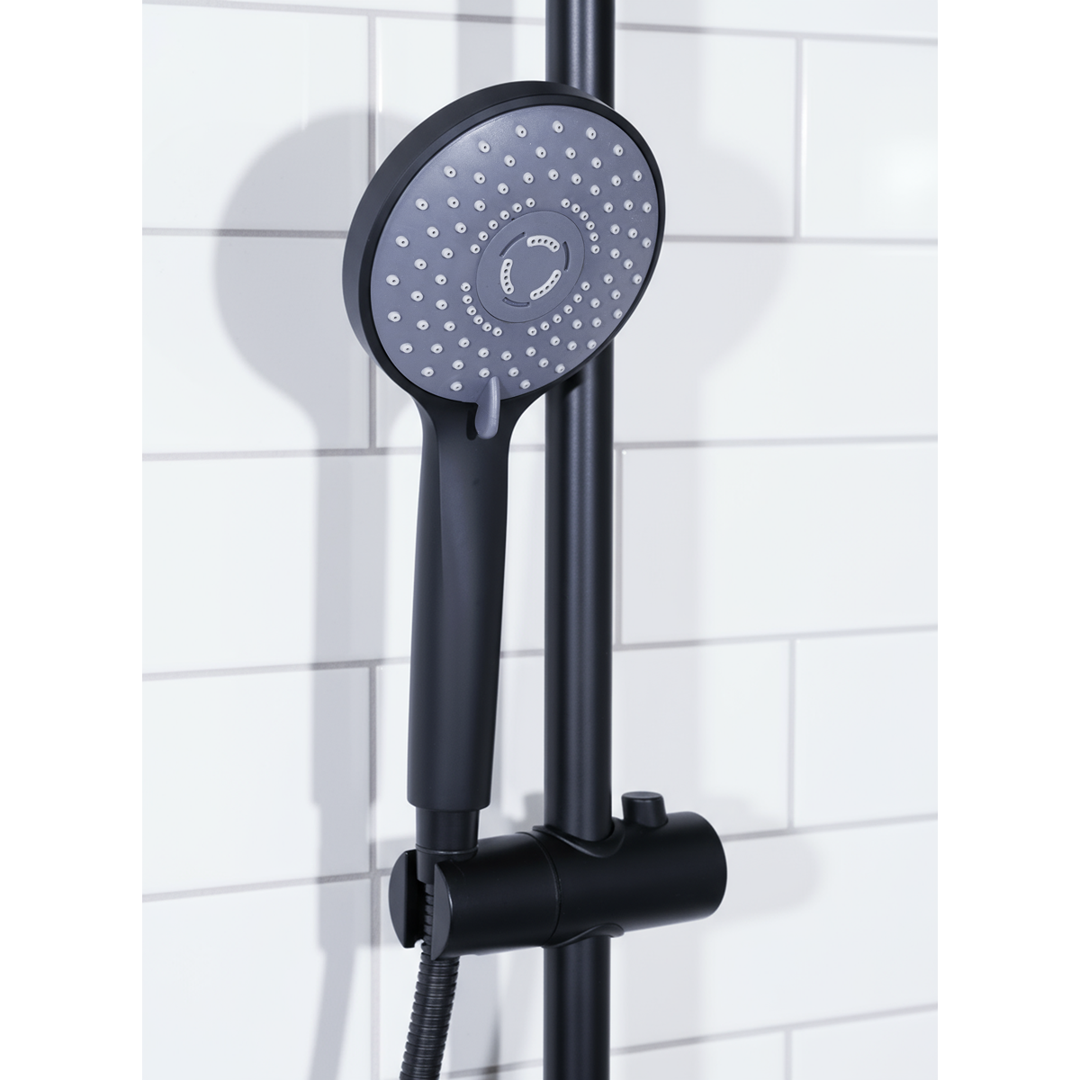 Thermostatic Shower Mixer Set 20cm Round Head with Adjustable Rail - Black DH315