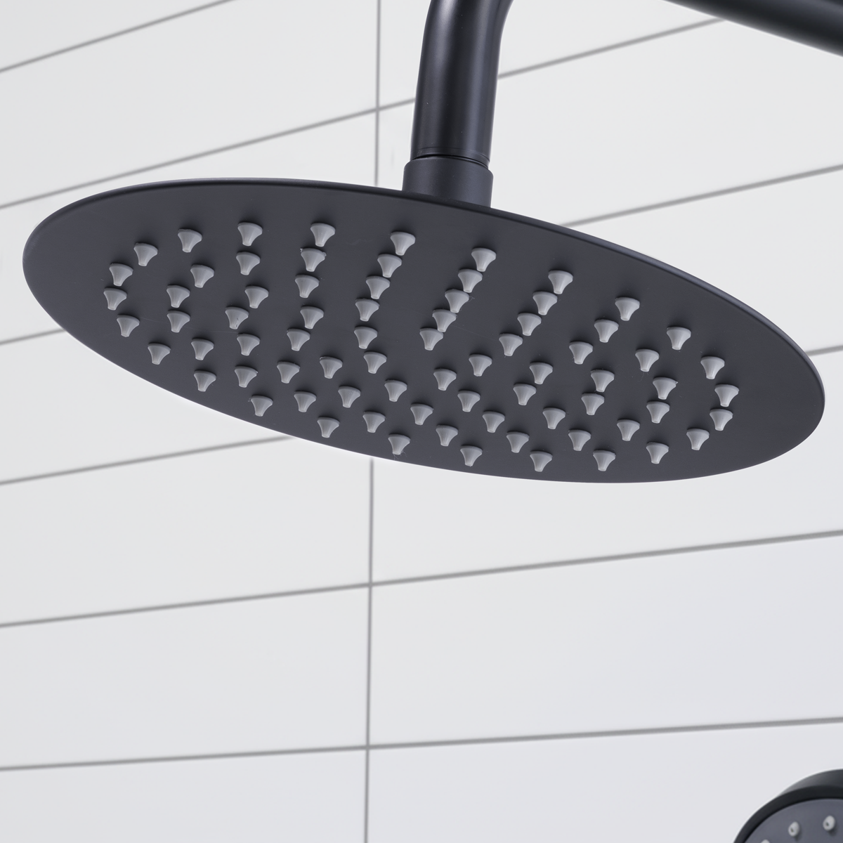Thermostatic Shower Mixer Set 20cm Round Head with Adjustable Rail - Black DH315