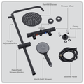 Thermostatic Shower Mixer Set 20cm Round Head with Adjustable Rail - Black DH315