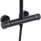 Thermostatic Shower Mixer Set 20cm Round Head with Adjustable Rail - Black DH315