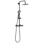 Thermostatic Shower Mixer Set 20cm Round Head with Adjustable Rail - Black DH315