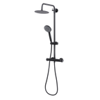 Thermostatic Shower Mixer Set 20cm Round Head with Adjustable Rail - Black DH315