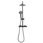 Thermostatic Shower Mixer Set 20cm Round Head with Adjustable Rail - Black DH315