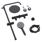 Thermostatic Shower Mixer Set 20cm Round Head with Adjustable Rail - Black DH315