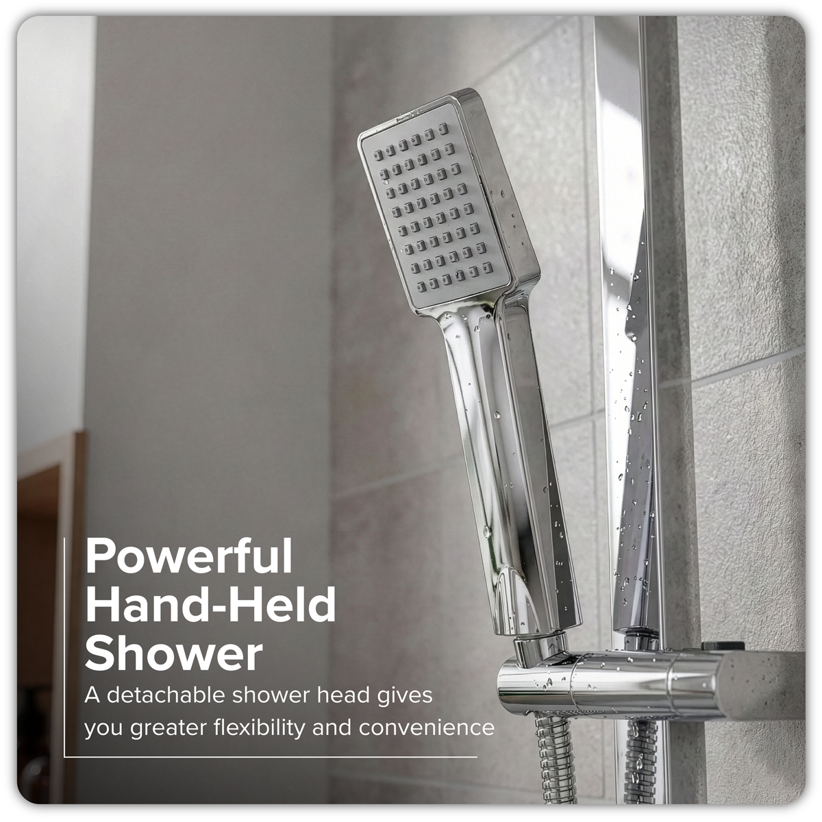 Thermostatic Shower Mixer Set 20 x 20cm Square Head with Adjustable Rail - Black DH317