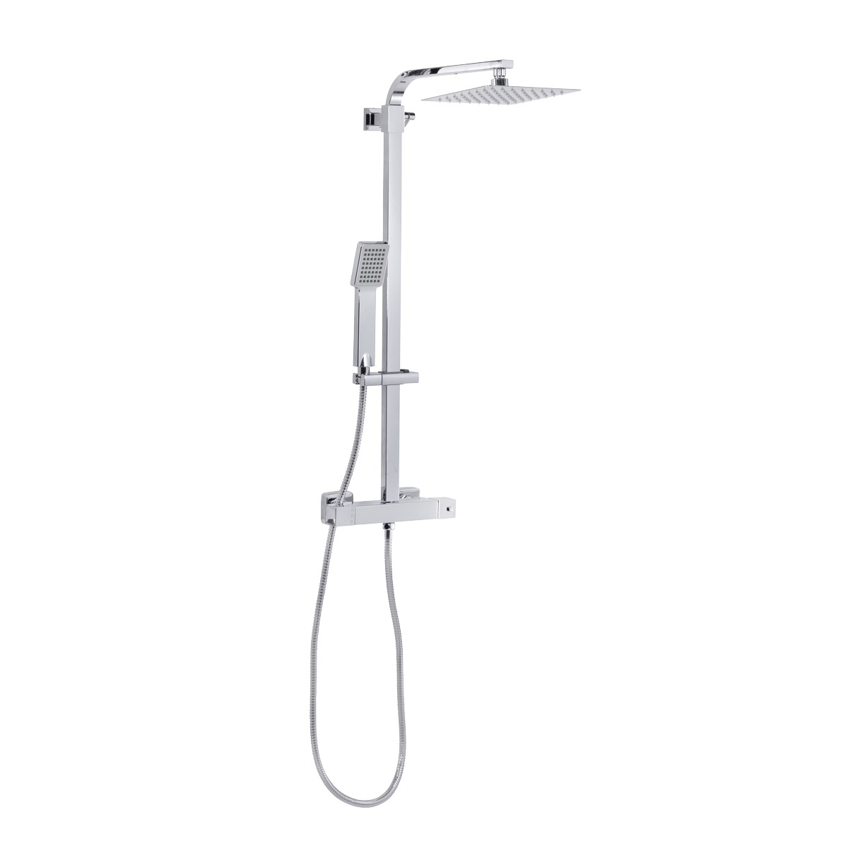 Thermostatic Shower Mixer Set 20 x 20cm Square Head with Adjustable Rail - Chrome DH316