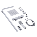 Thermostatic Shower Mixer Set 20 x 20cm Square Head with Adjustable Rail - Chrome DH316