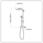 Thermostatic Shower Mixer Set 20 x 20cm Square Head with Adjustable Rail - Black DH317