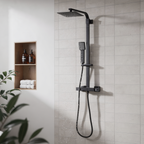 Thermostatic Shower Mixer Set 20 x 20cm Square Head with Adjustable Rail - Black DH317
