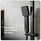 Thermostatic Shower Mixer Set 20 x 20cm Square Head with Adjustable Rail - Black DH317