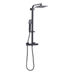 Thermostatic Shower Mixer Set 20 x 20cm Square Head with Adjustable Rail - Black DH317