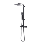 Thermostatic Shower Mixer Set 20 x 20cm Square Head with Adjustable Rail - Black DH317
