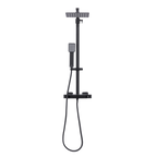 Thermostatic Shower Mixer Set 20 x 20cm Square Head with Adjustable Rail - Black DH317
