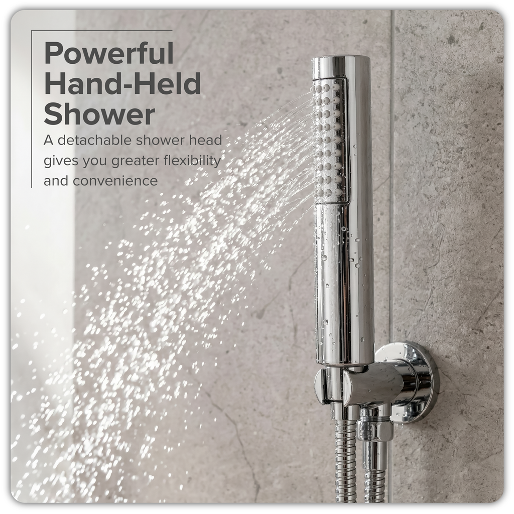 Concealed Thermostatic Shower Set 20cm Round Head & Hand Shower - Chrome DH318