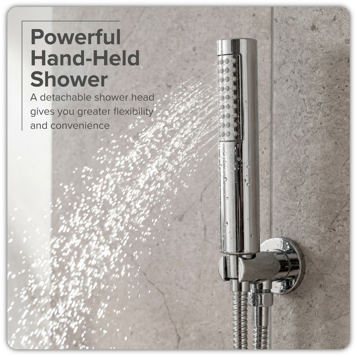 Concealed Thermostatic Shower Set 20cm Round Head & Hand Shower - Chrome DH318