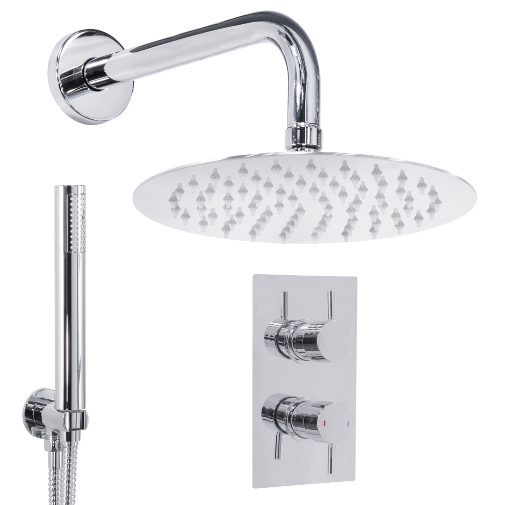 Concealed Thermostatic Shower Set 20cm Round Head & Hand Shower - Chrome DH318